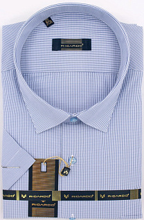 Магазин одежды для высоких людей – Рубашки с коротким рукавом - сорочка ricardo классическая к/р в мелкую клетку, голубой