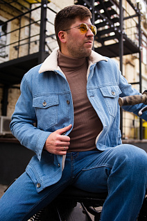 Магазин одежды для высоких людей – Куртки - джинсовка на меху taller, голубой