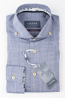 Магазин одежды для высоких людей – Рубашки с длинным рукавом - рубашка ledub slim fit однотонная, синяя