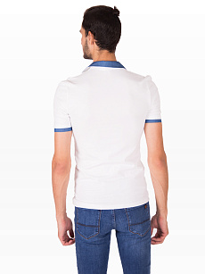Магазин одежды для высоких людей – Футболки - футболка oldwhale polo, белая с синей отделкой