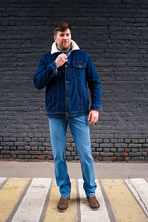 Магазин одежды для высоких людей – Куртки - джинсовка на меху taller, тёмно-синий