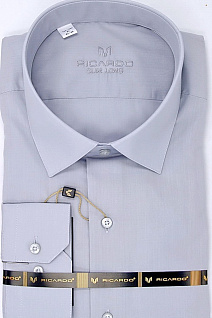 Магазин одежды для высоких людей – Рубашки с длинным рукавом - рубашка ricardo slim long однотонная, серый
