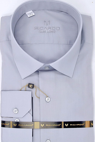 Магазин одежды для высоких людей – Рубашка Ricardo Slim Long однотонная, серый