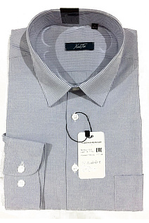 Магазин одежды для высоких людей – Рубашки с длинным рукавом - сорочка хайтек мужская в полоску, белый-серый