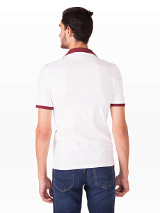 Магазин одежды для высоких людей – Футболки - футболка oldwhale polo, белая с бордовой отделкой