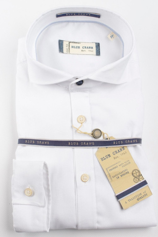 Магазин одежды для высоких людей – Рубашка Blue Crane однотонная slim fit, белый
