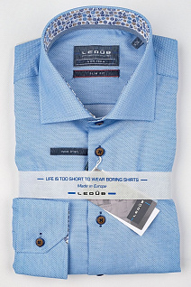 Магазин одежды для высоких людей – Рубашки с длинным рукавом - рубашка ledub slim fit однотонная, синий