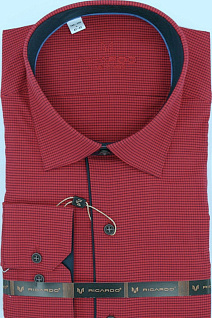 Магазин одежды для высоких людей – Рубашки с длинным рукавом - рубашка ricardo slim long мелкая клетка, бордовый
