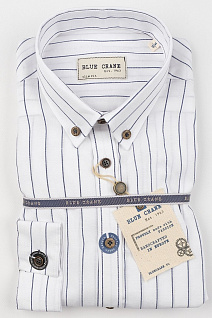 Магазин одежды для высоких людей – Рубашки с длинным рукавом - рубашка blue crane slim fit, белый в широкую полоску