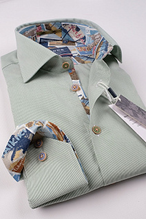 Магазин одежды для высоких людей – Рубашки с длинным рукавом - рубашка ledub slim fit однотонная, зелёный