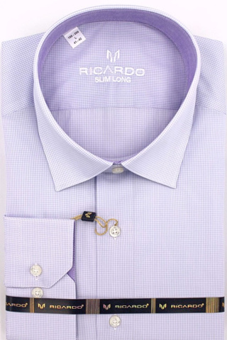 Магазин одежды для высоких людей – Рубашка Ricardo Slim Long мелкая клетка, нежно-сиреневый