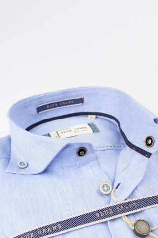 Магазин одежды для высоких людей – Рубашка Blue Crane slim fit, голубой