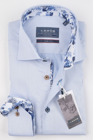 Магазин одежды для высоких людей – Рубашка Ledub slim fit однотонная, голубой