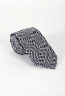 Магазин одежды для высоких людей – Аксессуары - галстук с узором в клетку, серый