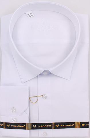 Магазин одежды для высоких людей – Сорочка RICARDO Slim Long жаккард ромб, белый