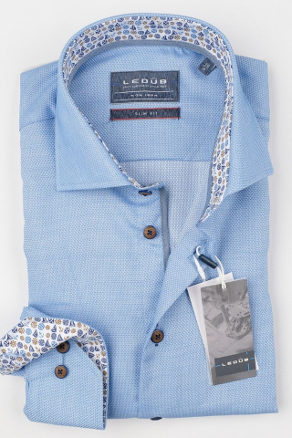 Магазин одежды для высоких людей – Рубашка Ledub slim fit однотонная, синий