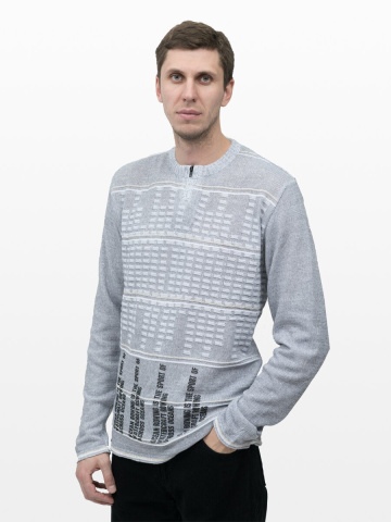 Магазин одежды для высоких людей – Пуловер ПОЛО с замком, белый-серый-черный