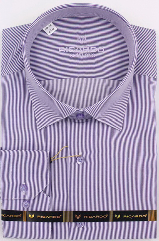 Магазин одежды для высоких людей – Сорочка RICARDO Slim Long тонкая полоска, сиреневый