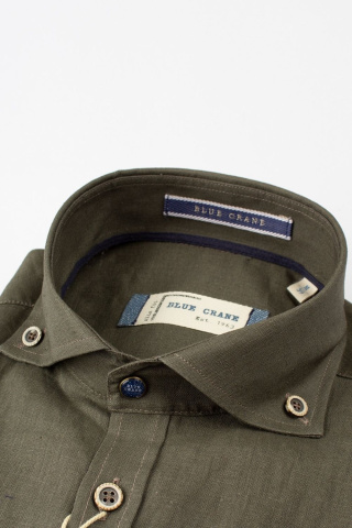 Магазин одежды для высоких людей – Рубашка Blue Crane slim fit, хаки