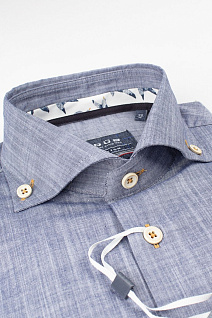 Магазин одежды для высоких людей – Рубашки с длинным рукавом - рубашка ledub slim fit однотонная, синяя