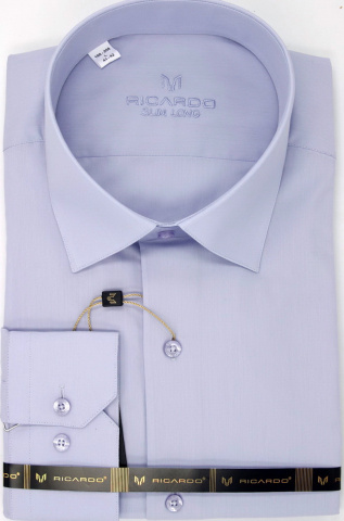 Магазин одежды для высоких людей – Сорочка RICARDO Slim Long однотонная, нежно-голубая