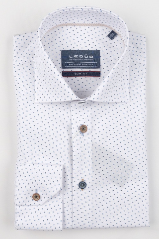 Магазин одежды для высоких людей – Рубашка Ledub slim fit, белая в мелкую точку