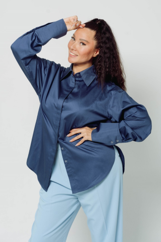 Магазин одежды для высоких людей – Рубашка Alta Storia с удлинёнными манжетами, королевский-синий