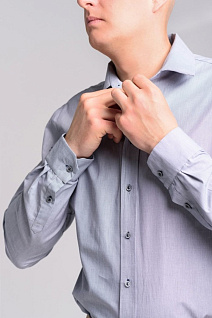 Магазин одежды для высоких людей – Рубашки с длинным рукавом - рубашка 77.17 brand в полоску, светло-серый