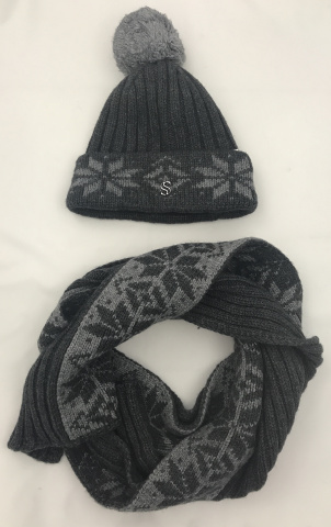 Магазин одежды для высоких людей – Комплект Winter на флисе (шапка и шарф), св. серый 56-58