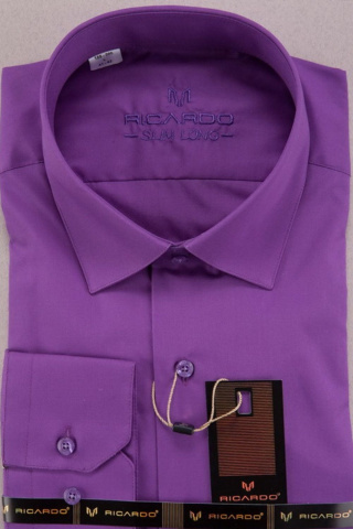 Магазин одежды для высоких людей – Рубашка Ricardo Slim Long однотонная, фиолетовый
