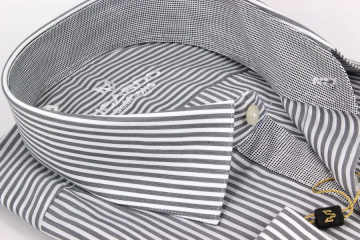 Магазин одежды для высоких людей – Рубашка Ricardo Slim Long в полоску, глубокий серый