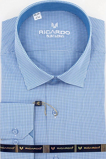 Магазин одежды для высоких людей – Рубашки с длинным рукавом - рубашка ricardo slim long средняя клетка, голубой-белый