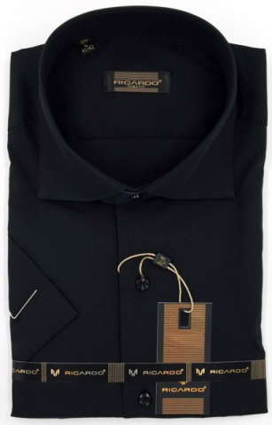 Магазин одежды для высоких людей – Сорочка RICARDO Slim Long к/р однотонная, черный