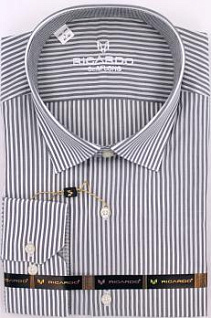 Магазин одежды для высоких людей – Рубашки с длинным рукавом - рубашка ricardo slim long в полоску, глубокий серый