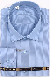 Магазин одежды для высоких людей – Рубашки с длинным рукавом - сорочка ricardo slim long тонкая полоска, голубой