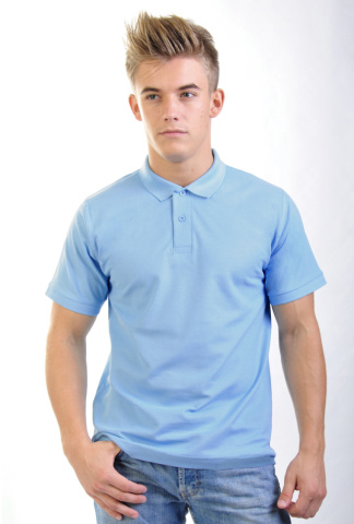 Магазин одежды для высоких людей – Рубашка-поло мужская LEELA, голубой