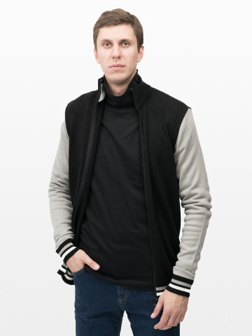 Магазин одежды для высоких людей – Джемпер DESSO с контрастными рукавами, черный-серый