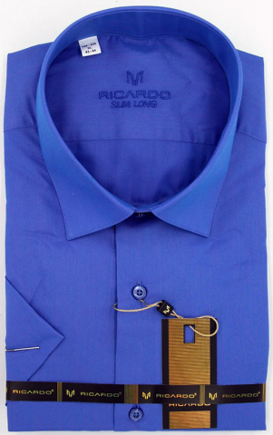 Магазин одежды для высоких людей – Сорочка RICARDO классическая к/р однотонная, васильковый