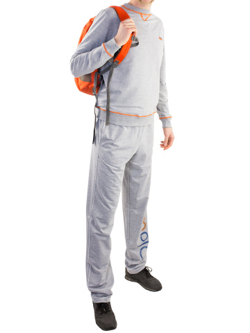Магазин одежды для высоких людей – Спортивный костюм OldWhale c оранжевой отделкой, серый