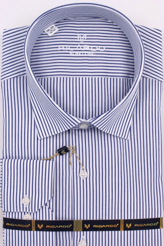 Магазин одежды для высоких людей – Рубашка Ricardo Slim Long в полоску, глубокий синий