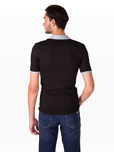 Магазин одежды для высоких людей – Футболки - футболка oldwhale polo, черная с синей отделкой