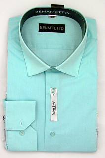 Магазин одежды для высоких людей – Рубашки с длинным рукавом - сорочка приталенная смесовая slim fit benaffetto, ментол