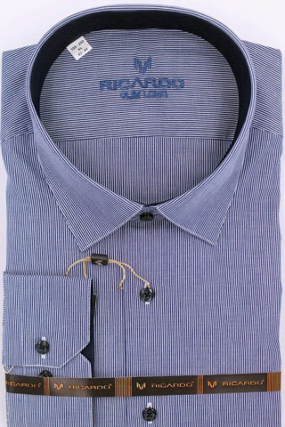 Магазин одежды для высоких людей – Рубашка Ricardo Slim Long тонкая полоска, тёмно-серый