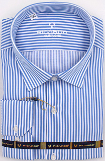 Магазин одежды для высоких людей – Рубашки с длинным рукавом - сорочка ricardo slim long полоска, тёмно-голубой