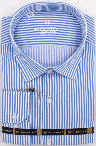 Магазин одежды для высоких людей – Сорочка RICARDO Slim Long полоска, тёмно-голубой
