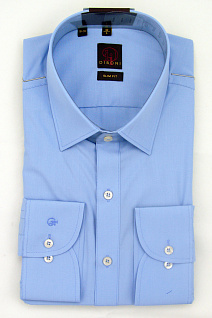 Магазин одежды для высоких людей – Рубашки с длинным рукавом - сорочка diboni однотонная slim fit, голубой