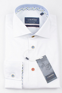 Магазин одежды для высоких людей – Рубашки с длинным рукавом - рубашка ledub slim fit однотонная, с отделкой белая