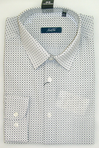 Магазин одежды для высоких людей – Сорочка мужская Хайтек с мелким рисунком, белая
