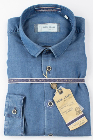 Магазин одежды для высоких людей – Рубашка Blue Crane slim fit, синий