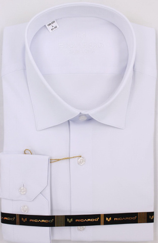 Магазин одежды для высоких людей – Сорочка с вискозой RICARDO Slim Long однотонная, белый
